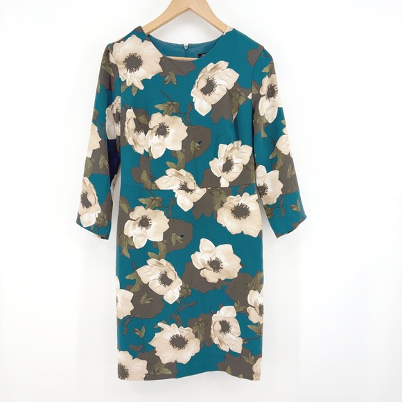Banana Republic Dresses & Skirts - Banana Republic Petite 6P Teal Floral Shift Dress Garden Party Romantic Wedding